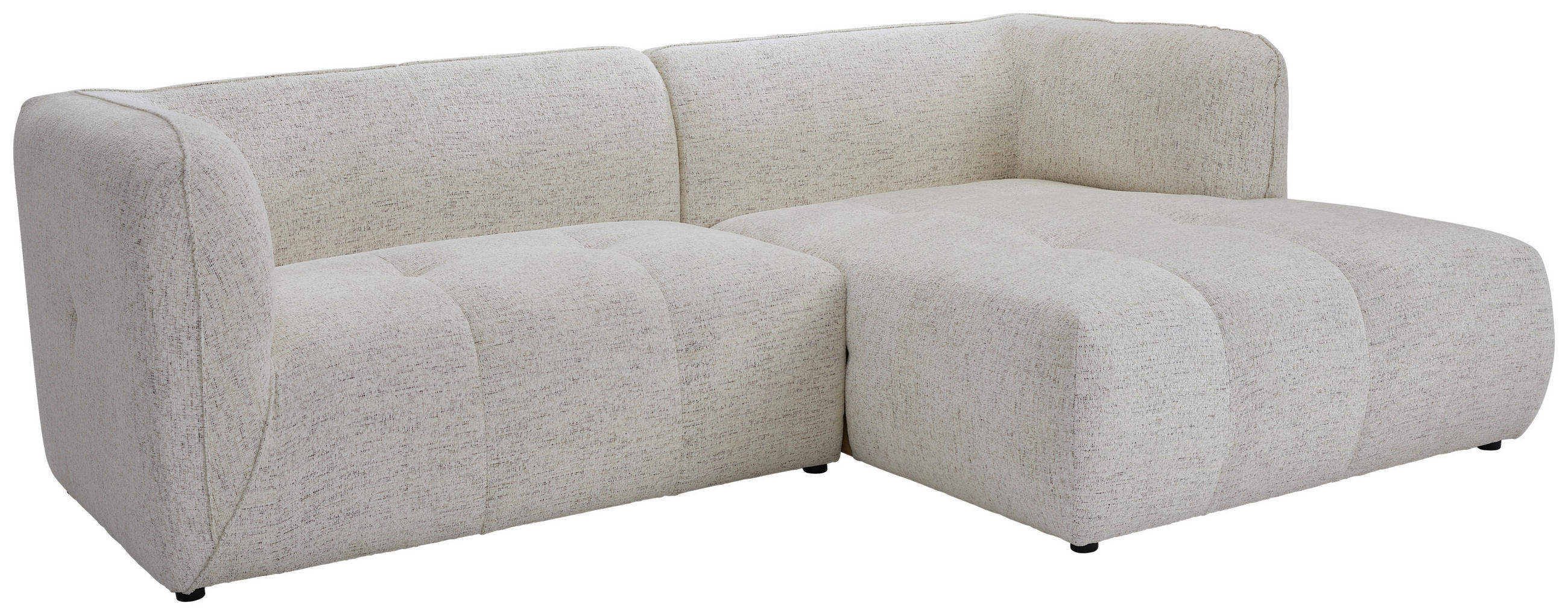 ECKSOFA Creme Chenille  - Creme/Schwarz, KONVENTIONELL, Kunststoff/Textil (255/164cm) - Ambia Home