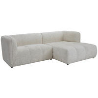 ECKSOFA Chenille Creme  - Creme/Schwarz, Konventionell, Kunststoff/Textil (255/164cm) - MID.YOU
