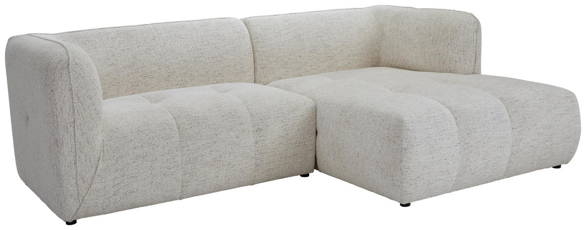 ECKSOFA Chenille Creme  - Creme/Schwarz, Konventionell, Kunststoff/Textil (255/164cm) - MID.YOU