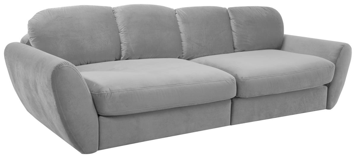 BIGSOFA in Flachgewebe Hellgrau  - Hellgrau/Schwarz, Modern, Kunststoff/Textil (290/96/113cm) - Sit & More