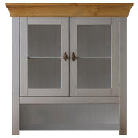 BUFFETAUFSATZ - Laugenfarbig/Grau, ROMANTIK / LANDHAUS, Glas/Holz (108/112/32cm) - Boxxx