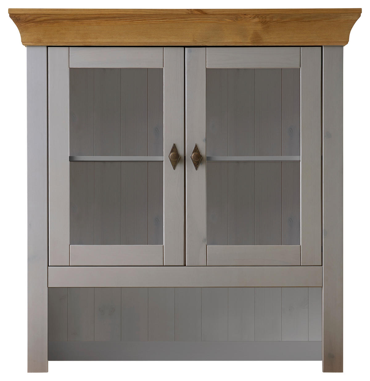 BUFFETAUFSATZ - Laugenfarbig/Grau, ROMANTIK / LANDHAUS, Glas/Holz (108/112/32cm) - Boxxx