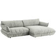 ECKSOFA  in Flachgewebe Silberfarben  264/185 cm  - Silberfarben/Schwarz, Design, Kunststoff/Textil (264/185cm) - Belluti