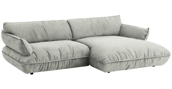 ECKSOFA  in Flachgewebe Silberfarben  264/185 cm  - Silberfarben/Schwarz, Design, Kunststoff/Textil (264/185cm) - Belluti