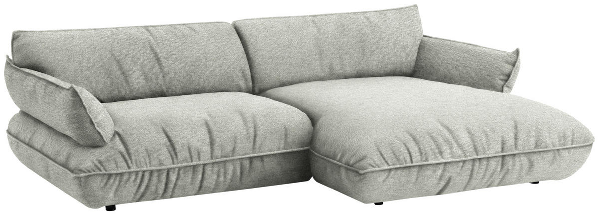 ECKSOFA  in Flachgewebe Silberfarben  264/185 cm  - Silberfarben/Schwarz, Design, Kunststoff/Textil (264/185cm) - Belluti