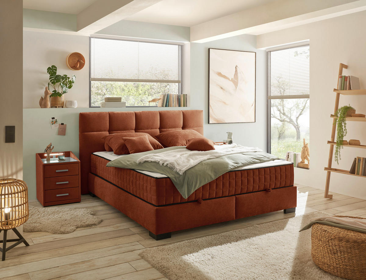 BOXBETT 180/200 cm  in Cognac  - Cognac/Schwarz, Modern, Holzwerkstoff/Kunststoff (180/200cm) - MID.YOU