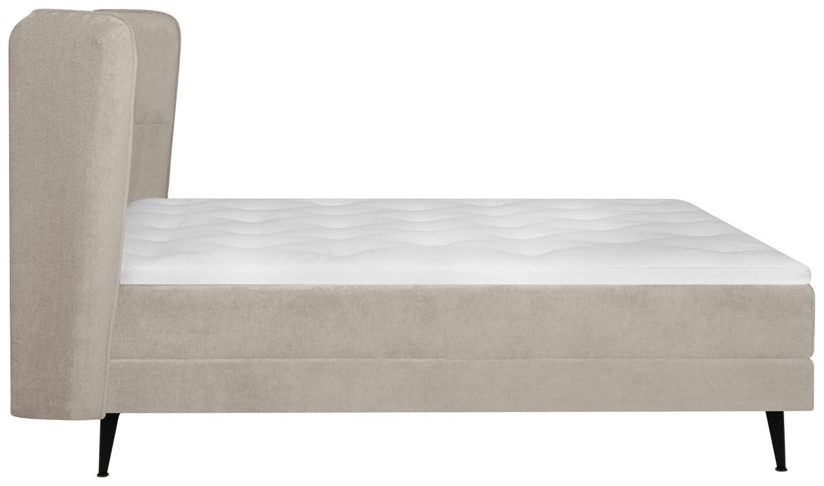 KONTINENTALSÄNG 160/200 cm  i beige  - beige/svart, Klassisk, trä/textil (160/200cm) - Niels Andersson