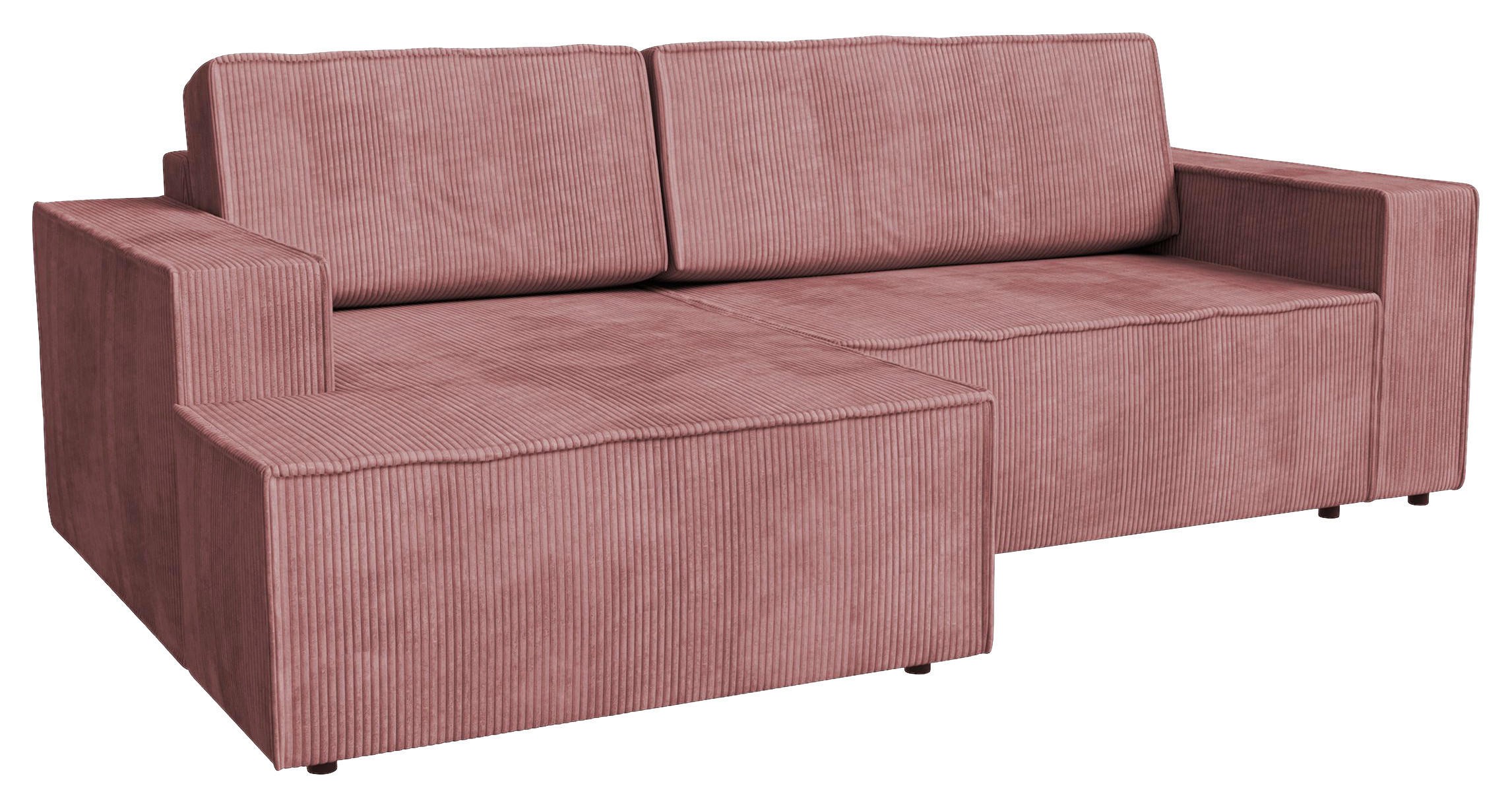ECKSOFA inkl. Funktionen Altrosa Cord  - Schwarz/Altrosa, MODERN, Kunststoff/Textil (149/245cm) - Stylife