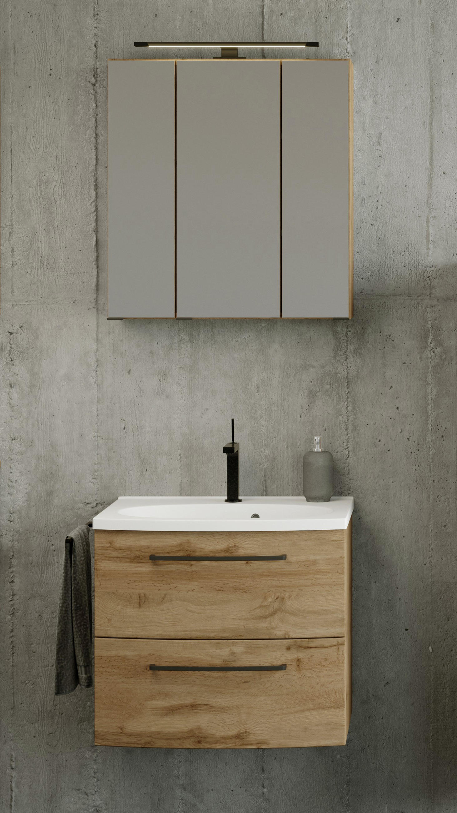 BADEZIMMER Eichefarben - Eichefarben/Weiß, MODERN, Keramik/Holzwerkstoff (60cm) - MID.YOU