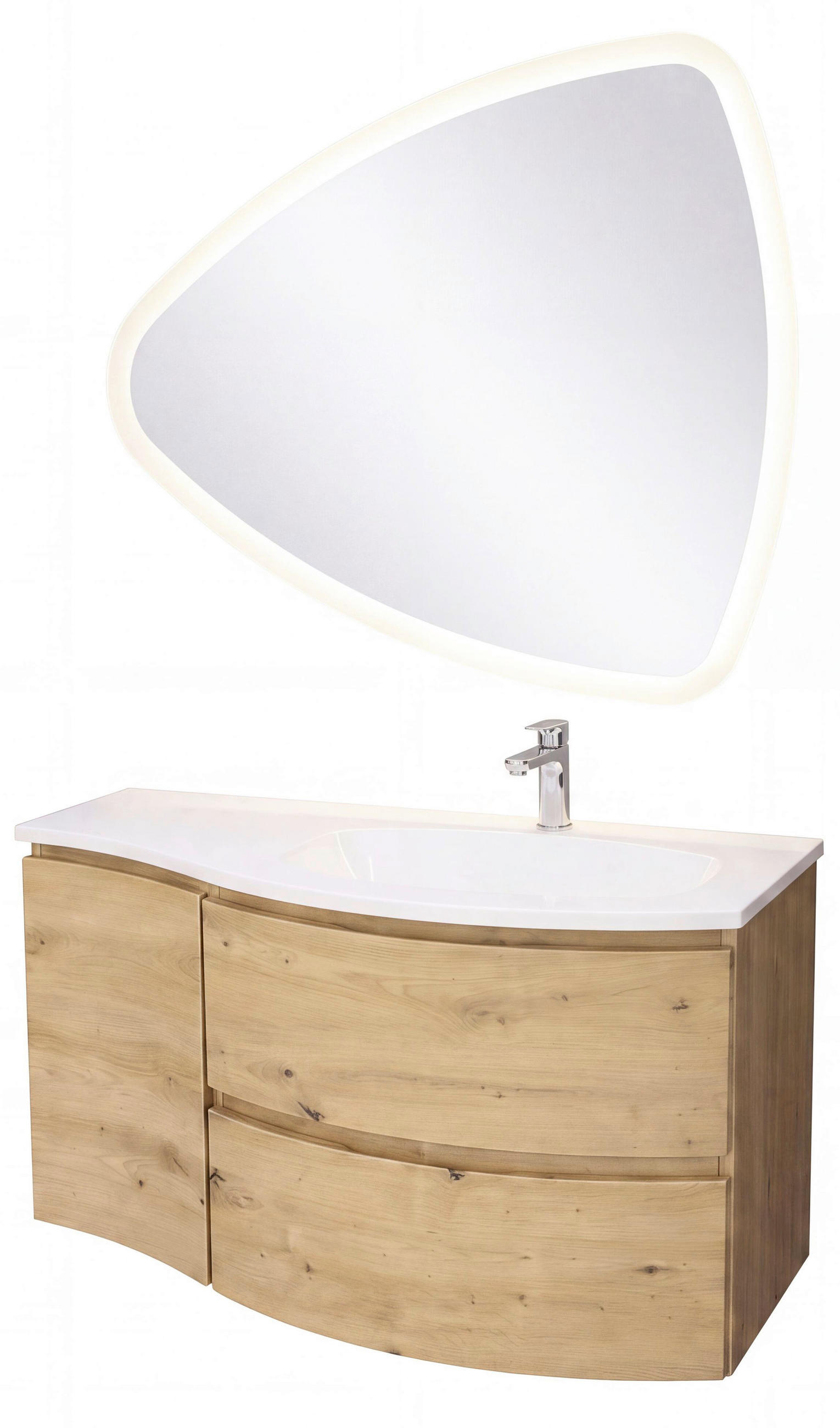 BADRUM 105 cm  - vit/ek Artisan, Natur, trämaterial/sten (105cm) - Voleo