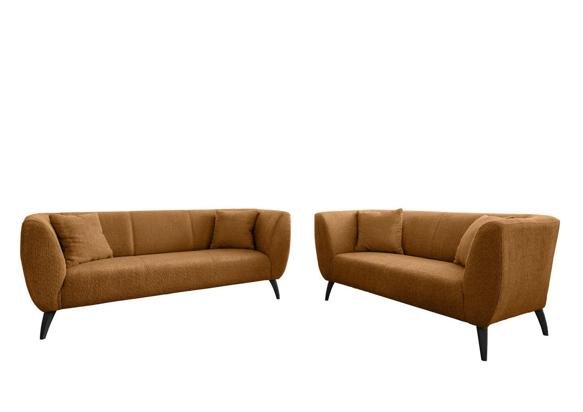 3-SITZER-SOFA in Bouclé Goldfarben  - Goldfarben/Schwarz, Modern, Holz/Textil (208/83/88cm) - MID.YOU
