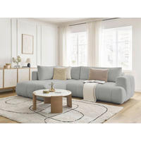 ECKSCHLAFSOFA FUJI Bouclé Hellgrau  inkl.  - Hellgrau/Schwarz, MODERN, Kunststoff/Textil (204/282cm)