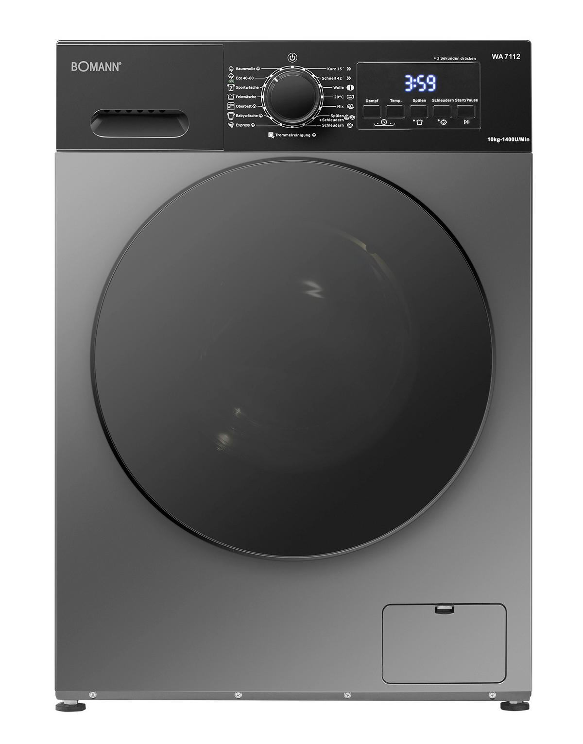 WASCHMASCHINE WA7112  - Titanfarben, Trend, Metall (59,5/85,0/60,0cm) - Bomann
