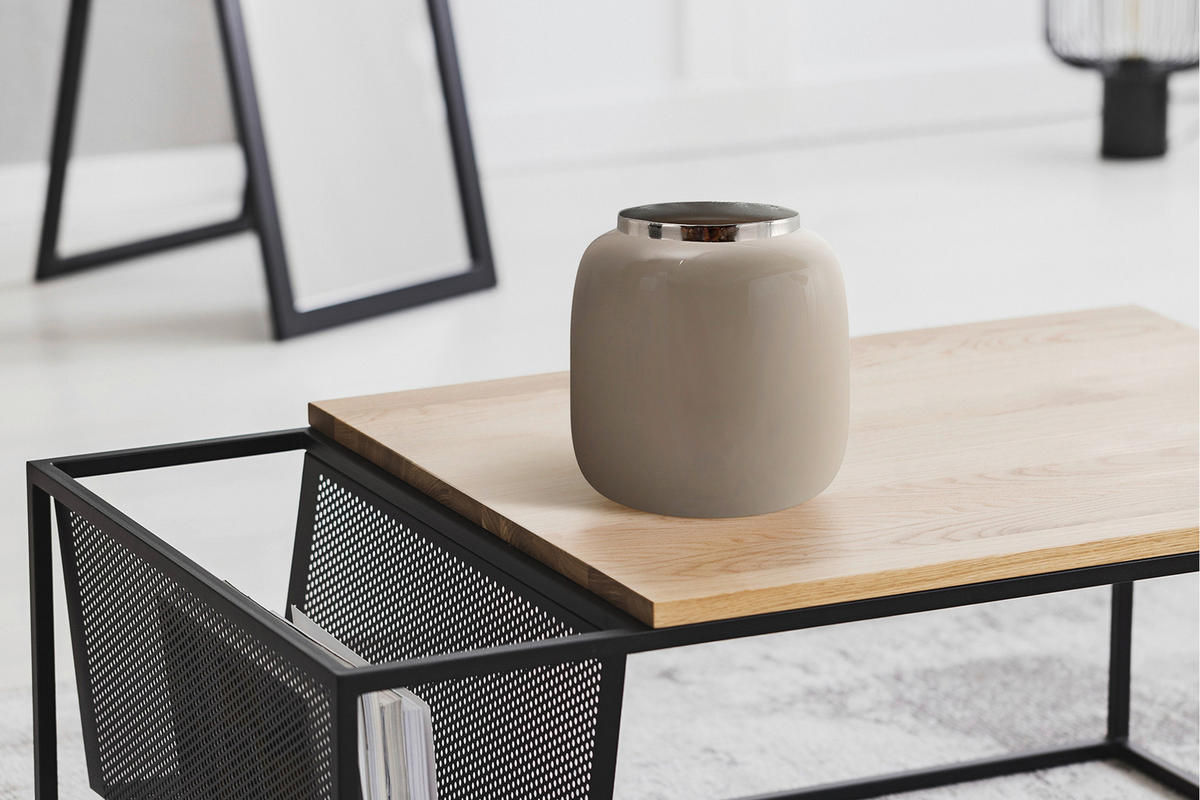 VASE  - Taupe/Silberfarben, Trend, Metall (20/20/20cm) - Kayoom