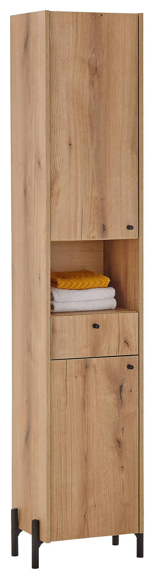 HOCHSCHRANK 38/195/32 cm  - Eichefarben/Schwarz, MODERN, Holzwerkstoff/Kunststoff (38/195/32cm) - MID.YOU