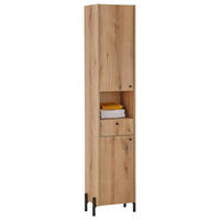 HOCHSCHRANK 38/195/32 cm  - Eichefarben/Schwarz, Modern, Holzwerkstoff/Kunststoff (38/195/32cm) - MID.YOU