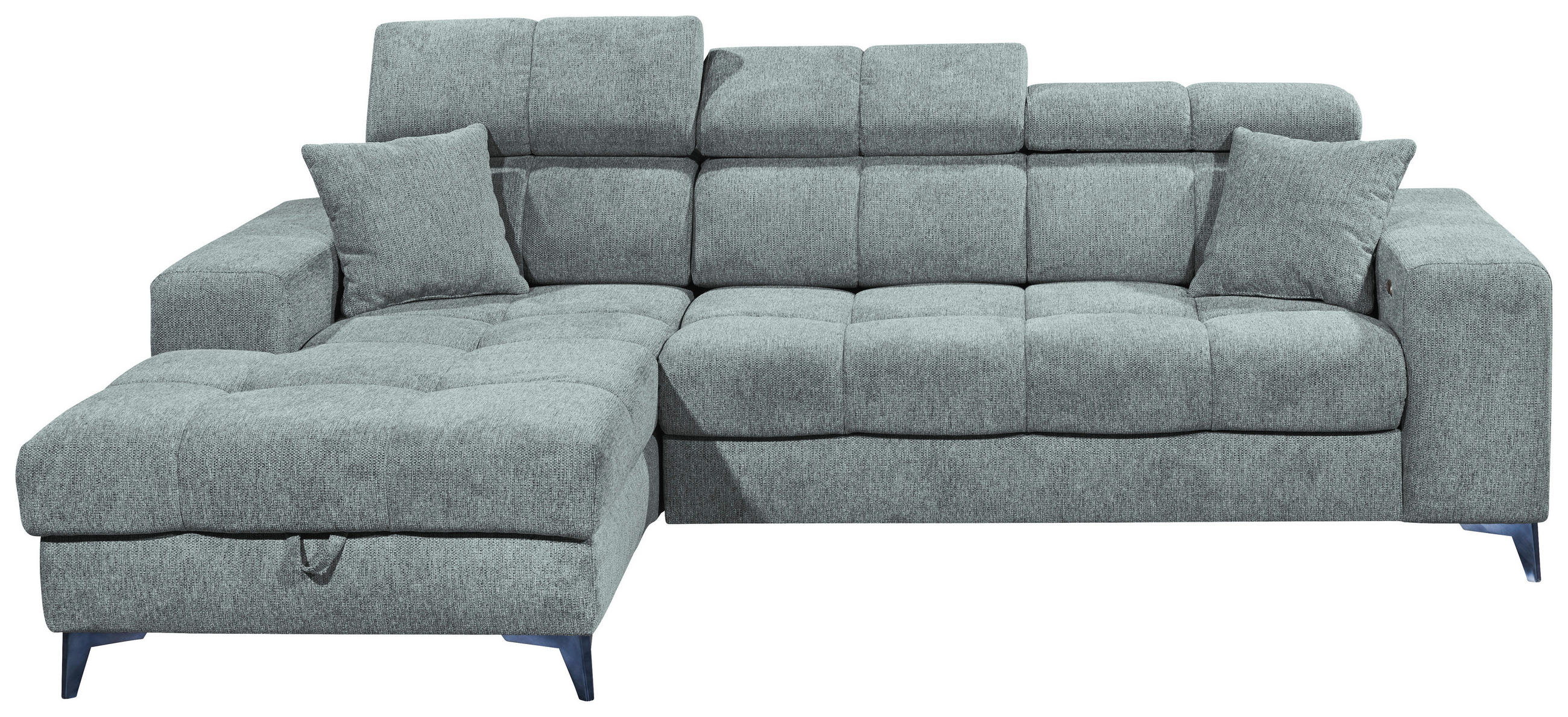 ECKSOFA  in Chenille Hellblau  172/268 cm  - Schwarz/Hellblau, KONVENTIONELL, Kunststoff/Textil (172/268cm) - MID.YOU