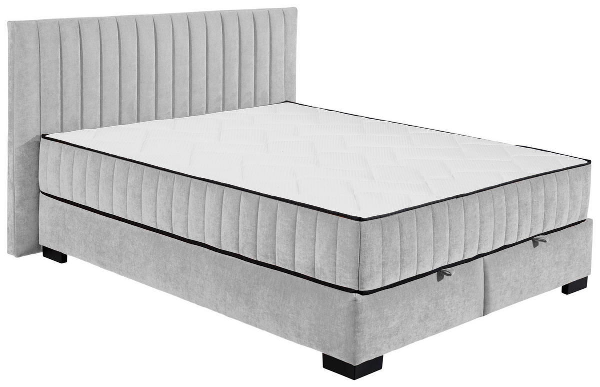 BOXBETT 160/200 cm  in Hellgrau  - Hellgrau/Schwarz, MODERN, Holzwerkstoff/Kunststoff (160/200cm) - MID.YOU