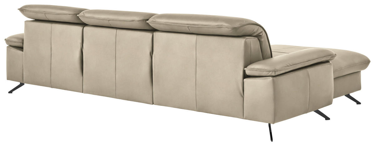 ECKSOFA  Echtleder Sandfarben  - Sandfarben/Schwarz, Design, Leder/Metall (169/307cm) - Beldomo Premium
