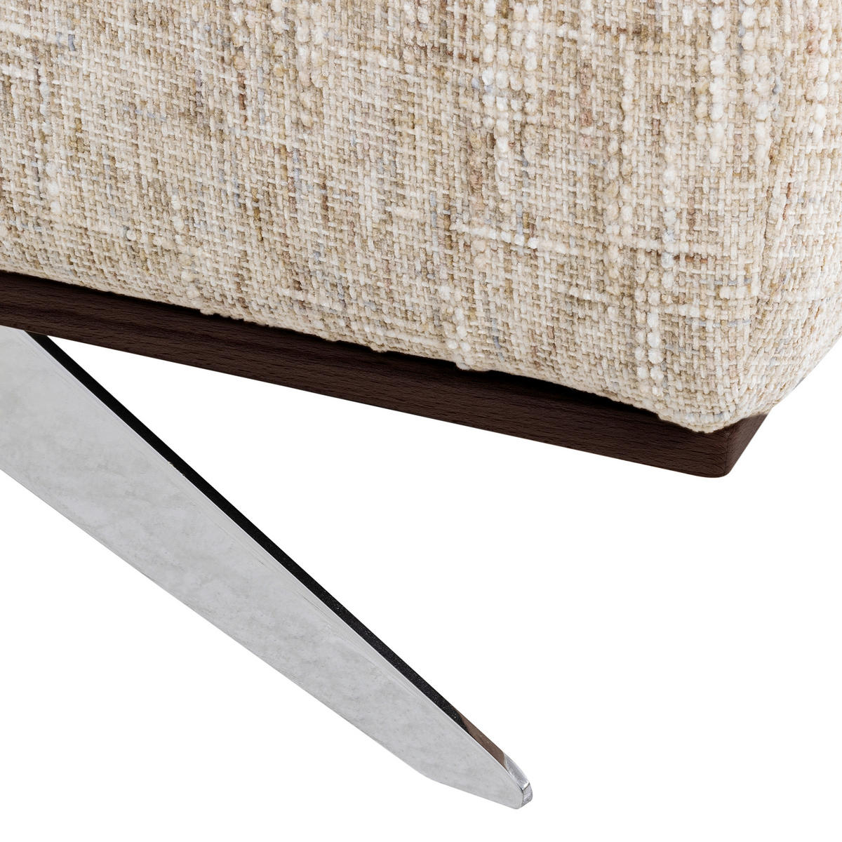 ECKSOFA PORTLAND in Struktur Beige Kopfteilverstellung  187/295 cm  - Chromfarben/Beige, Design, Holz/Textil (187/295cm) - Livetastic