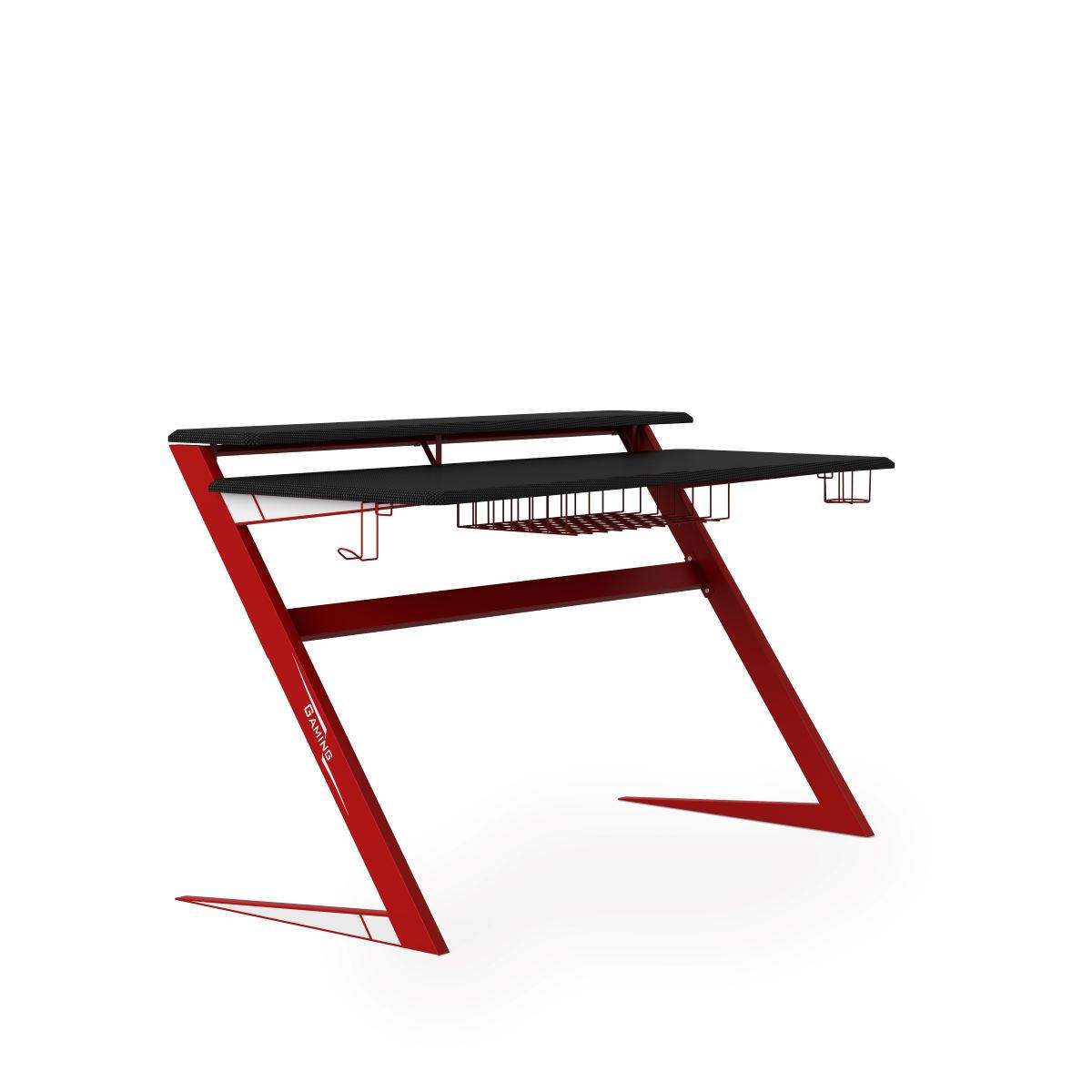GAMINGTISCH Schwarz  - Rot/Schwarz, Design, Holzwerkstoff/Metall (137/83/68cm) - MID.YOU