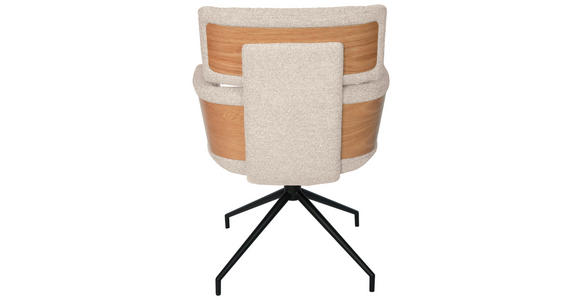 ARMLEHNSTUHL  Wippfunktion, Sitzfläche 360° drehbar, automatische Rückholfunktion Webstoff  - Taupe/Eichefarben, Design, Holz/Textil (62/92/66cm) - Dieter Knoll
