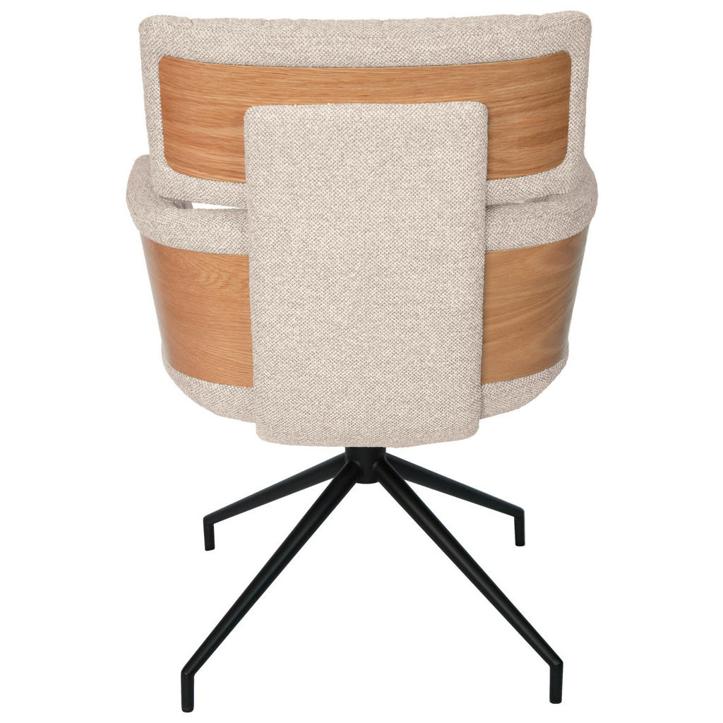 Thumbnail - Dieter Knoll Armlehnstuhl, Schwarz, Taupe, Eiche, Holz, Metall, Textil, Eiche, Eukalyptusholz, furniert, Sperrholz, Rund...