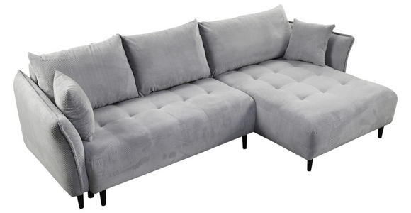 ECKSOFA in Chenille Hellgrau  - Hellgrau/Schwarz, KONVENTIONELL, Holz/Textil (290/160cm) - Carryhome