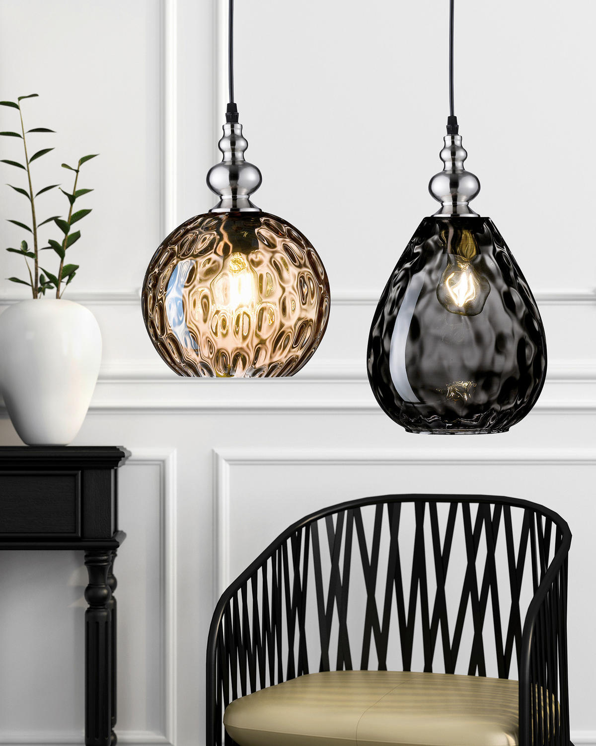 SVJETILJKA VISEĆA  - boje nikla, Basics, staklo/metal (20/140cm)