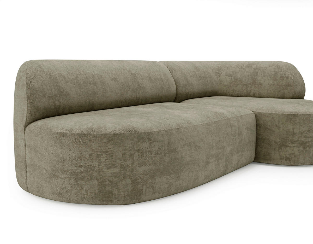 ECKSOFA Chenille Grün  - Schwarz/Grün, Design, Kunststoff/Textil (218/156cm) - Livetastic