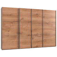 Dulap Cu Uși Culisante, 350/236/65 cm, culoare lemn stejar - culoare lemn stejar/culoare crom, Modern, material pe bază de lemn (350/236/65cm) - MID.YOU