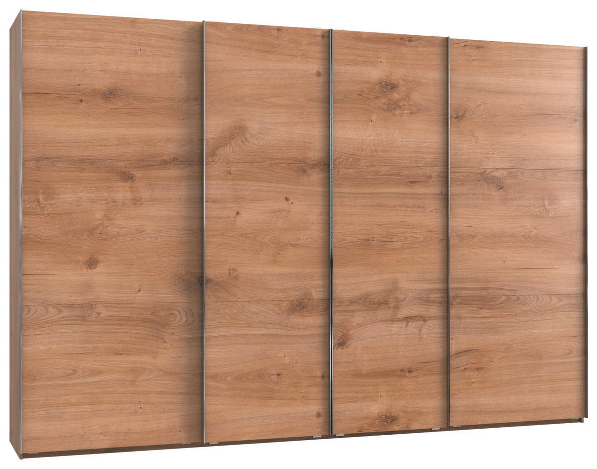 Dulap Cu Uși Culisante, 350/236/65 cm, culoare lemn stejar - culoare lemn stejar/culoare crom, Modern, material pe bază de lemn (350/236/65cm) - MID.YOU