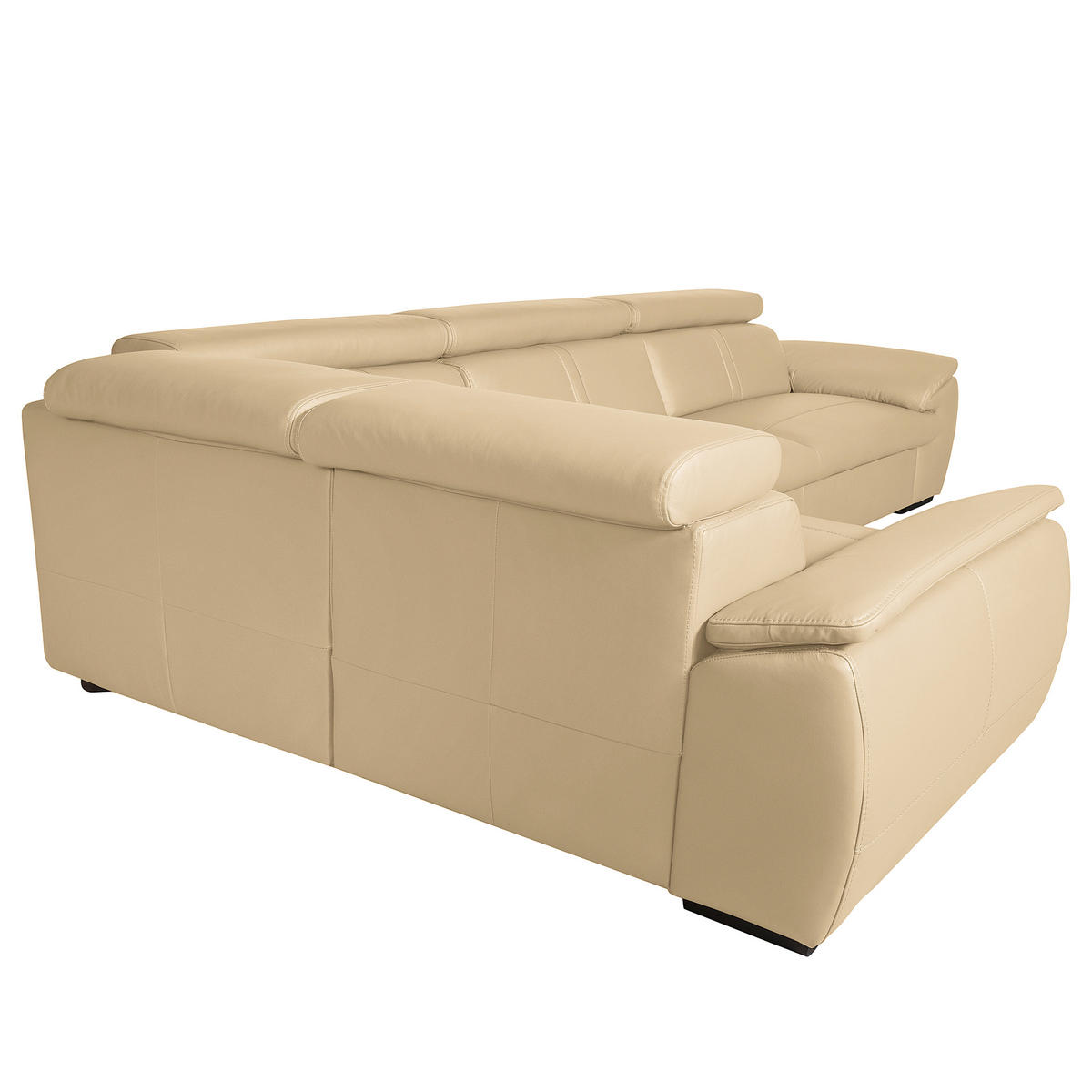 ECKSOFA Beige Echtleder  - Wengefarben/Beige, Design, Leder/Holz (193/265cm) - Livetastic