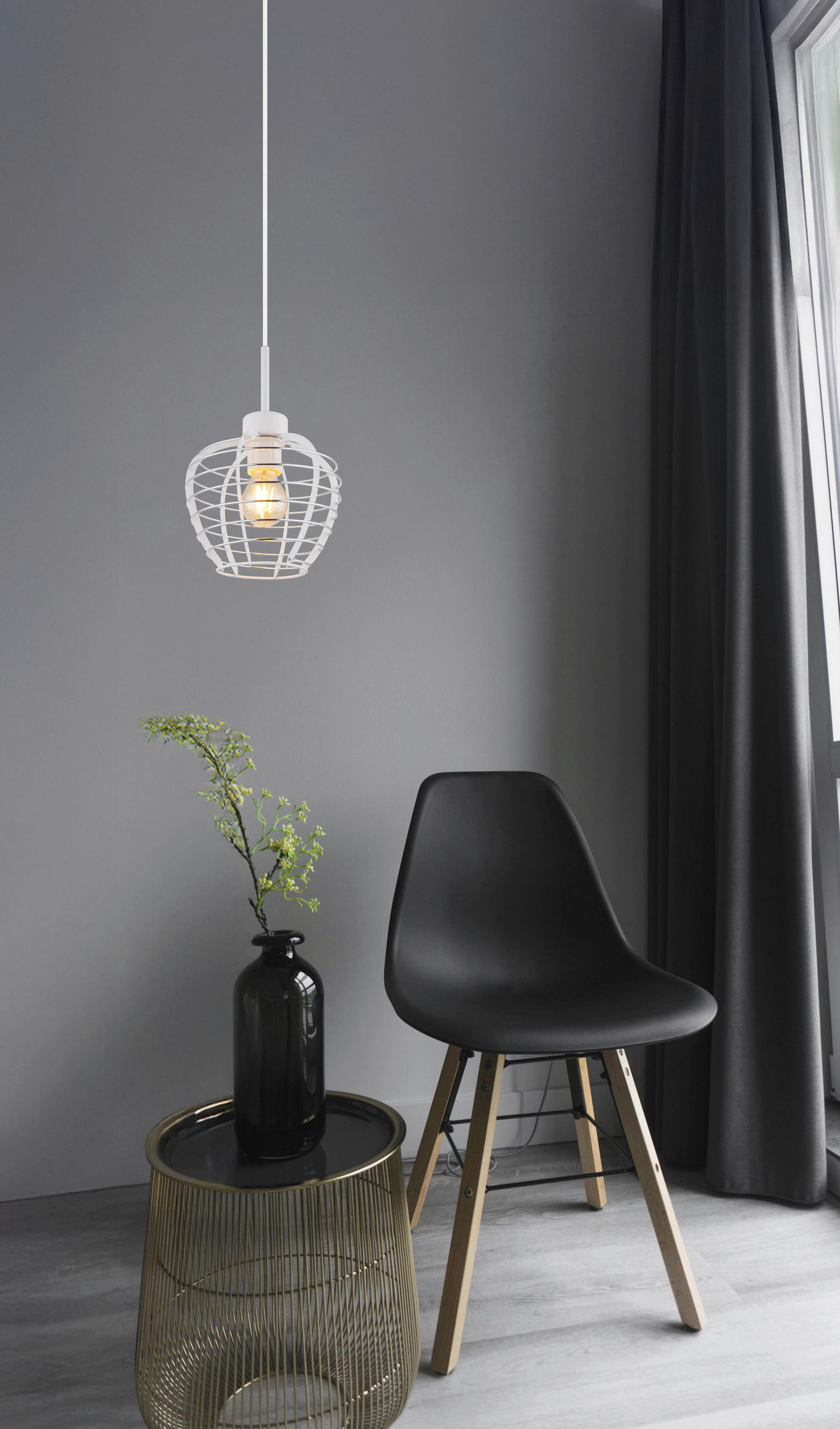 HÄNGELEUCHTE 20,5/120 cm  - Chromfarben/Weiß, Basics, Kunststoff/Metall (20,5/120cm) - Globo