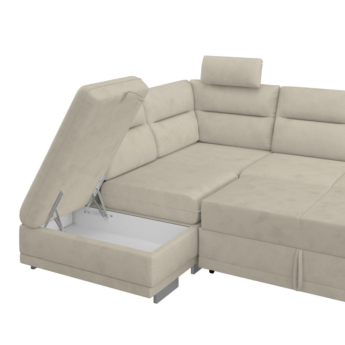 WOHNLANDSCHAFT in Velours Platinfarben  - Platinfarben/Chromfarben, Konventionell, Textil/Metall (217/264cm) - MID.YOU