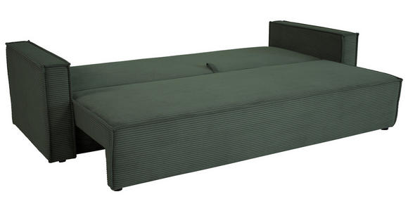 SCHLAFSOFA  mit Rücken echt, Armteil links, Armteil rechts Cord Dunkelgrün  - Dunkelgrün/Schwarz, Design, Textil (232/85/92cm) - Xora