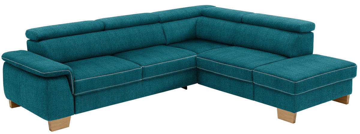 ECKSOFA  in Mikrofaser Petrol  273/226 cm  - Eichefarben/Beige, Natur, Holz/Textil (273/226cm) - Beldomo System