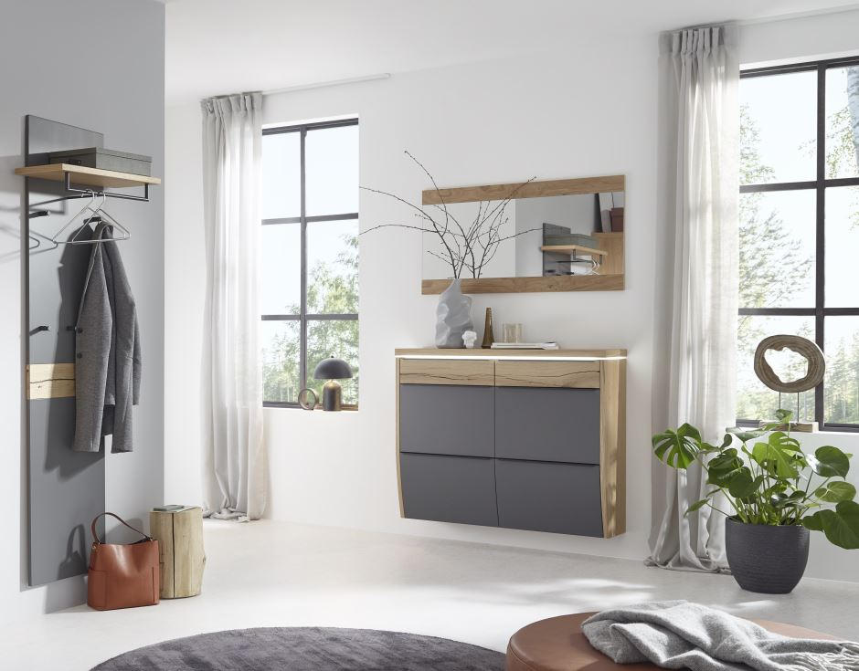 GARDEROBE Grau, Eichefarben - Eichefarben/Grau, Design, Holz (200/200/32cm) - Dieter Knoll
