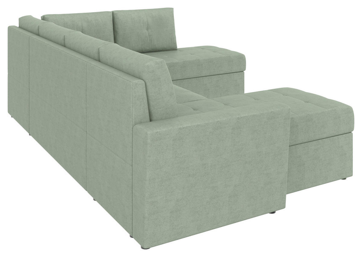 WOHNLANDSCHAFT TERMOLI in Jacquard Mintgrün  - Schwarz/Mintgrün, Design, Kunststoff/Textil (155/297/212cm) - MID.YOU