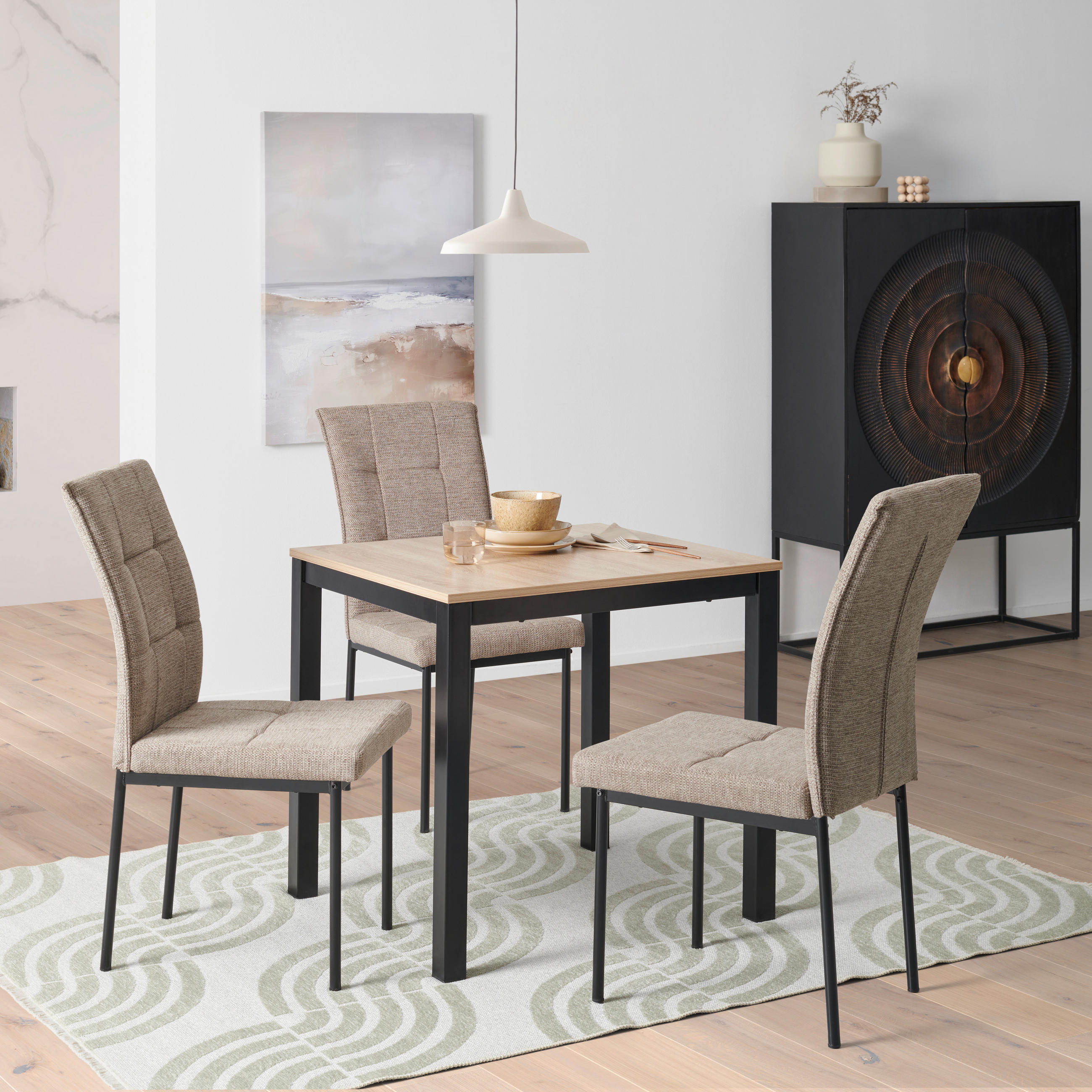 Thumbnail - Mid.you Stuhl, Braun, Schwarz, Metall, Textil, Rundrohr, 44x96x61 cm, Esszimmer, Stühle, Esszimmerstühle