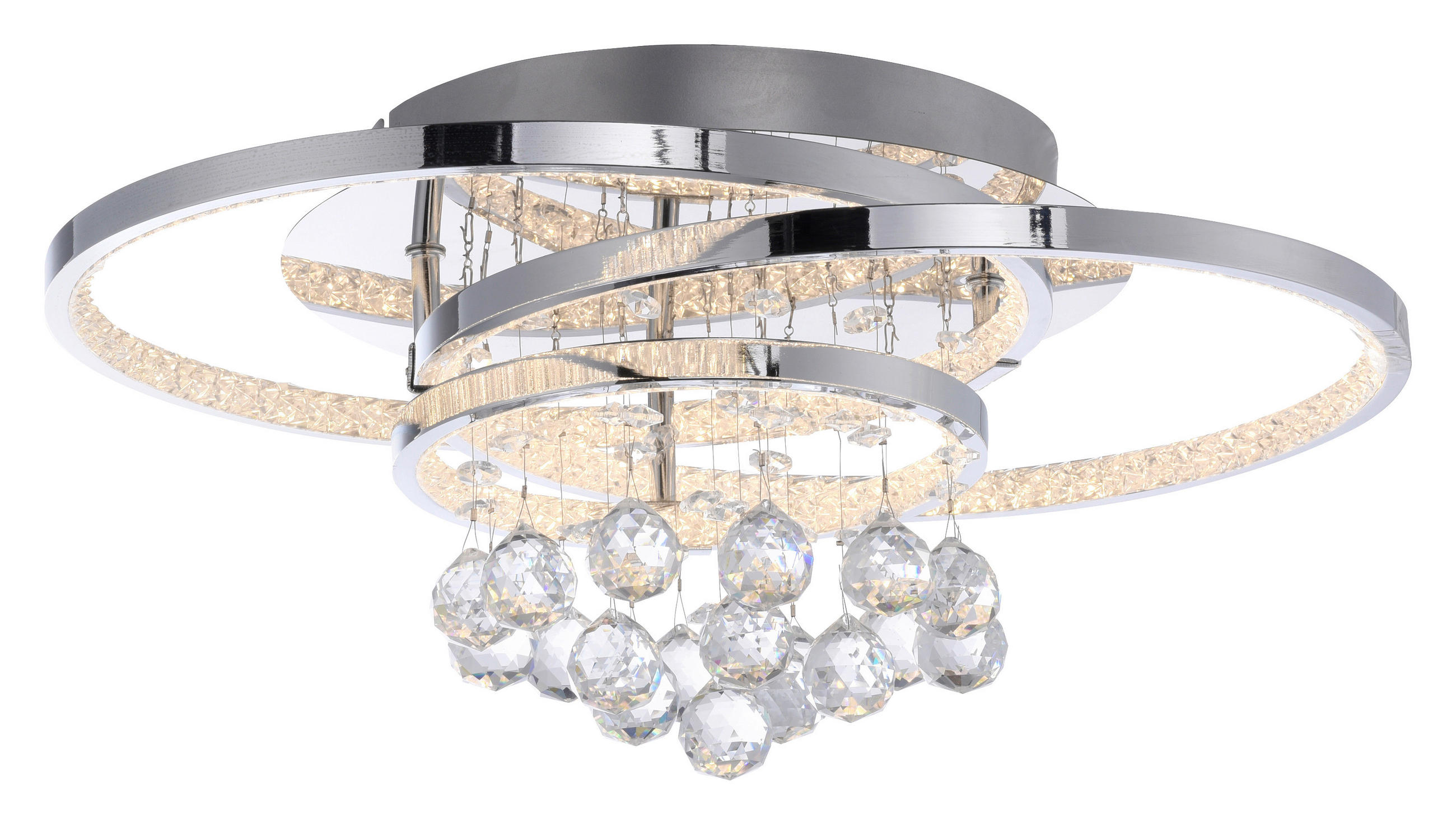 LED-DECKENLEUCHTE Rotazo 45/33/22 cm   - Chromfarben, Design, Glas/Metall (45/33/22cm) - Paul Neuhaus