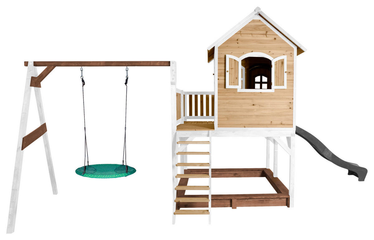 SPIELTURM 613/291/277 cm  - Braun/Weiß, KONVENTIONELL, Holz (613/291/277cm) - Ambia Garden