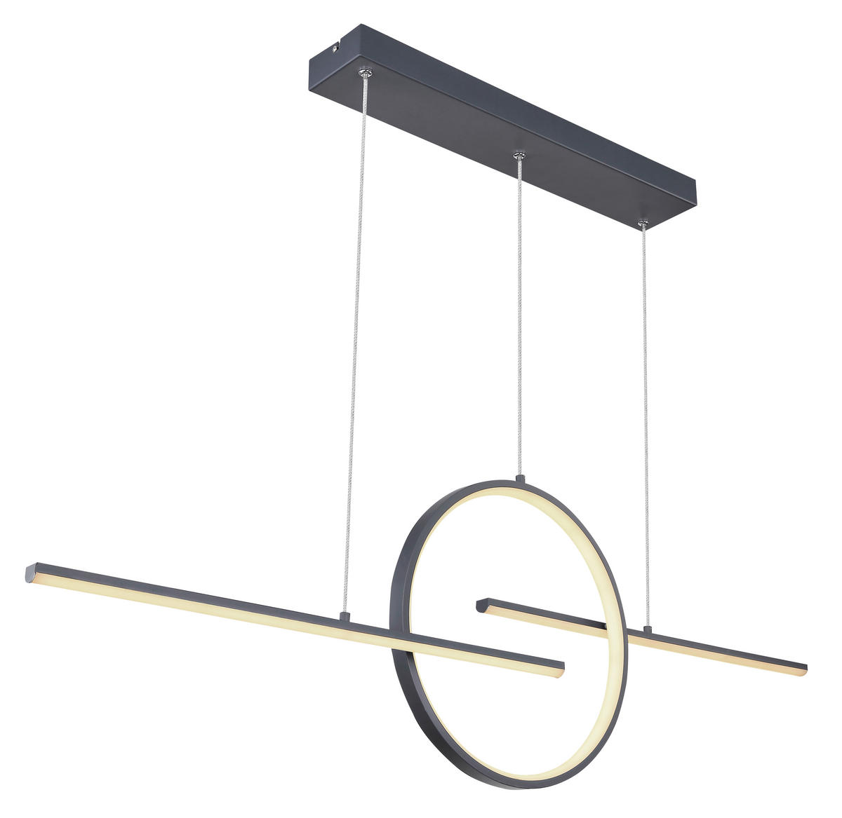 LED-HÄNGELEUCHTE 124/10,5/150 cm   - Opal/Graphitfarben, Design, Kunststoff/Metall (124/10,5/150cm) - Globo