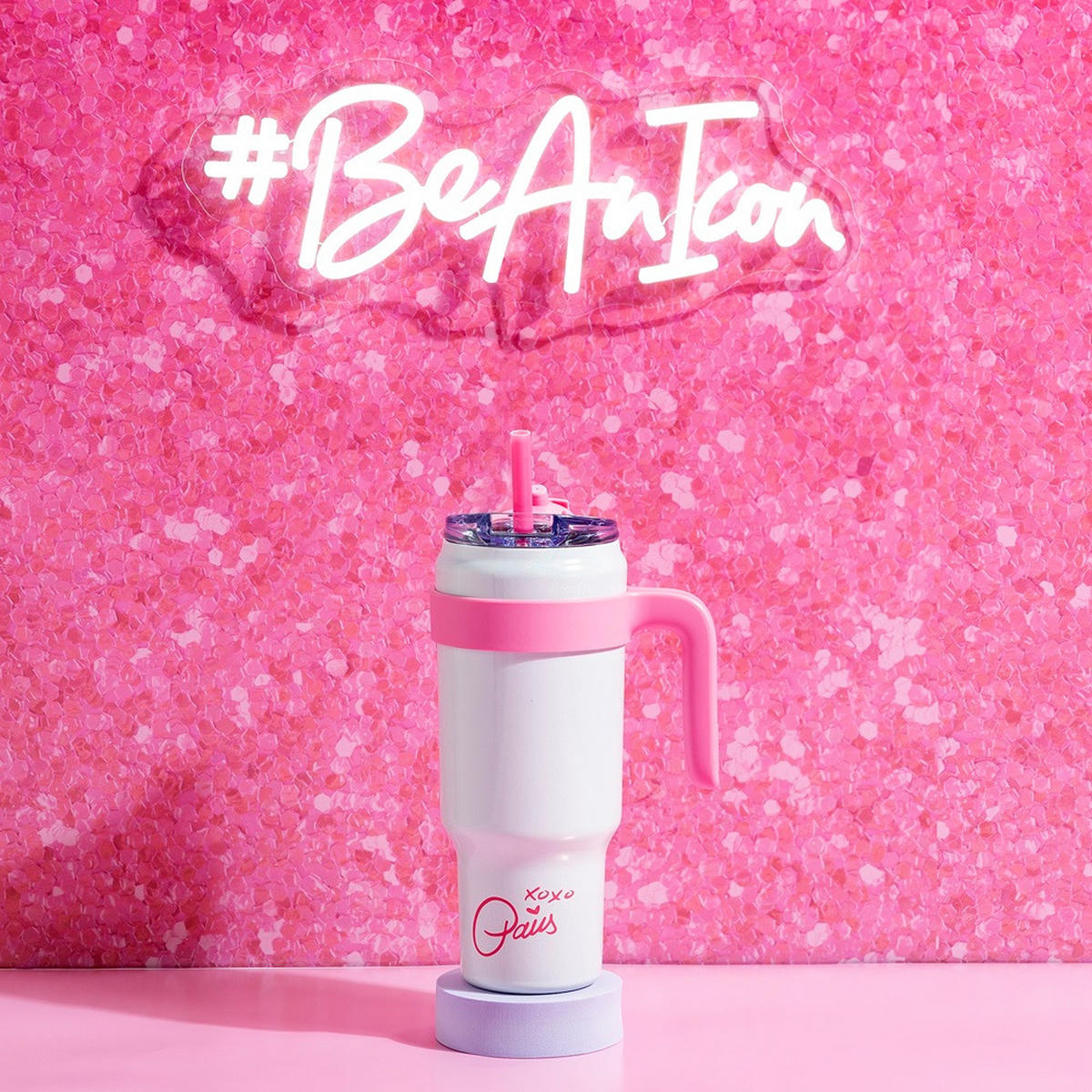 THERMOBECHER Paris Hilton 1 L  - Pink/Weiß, Basics, Kunststoff/Metall (1180ml) - Paris Hilton