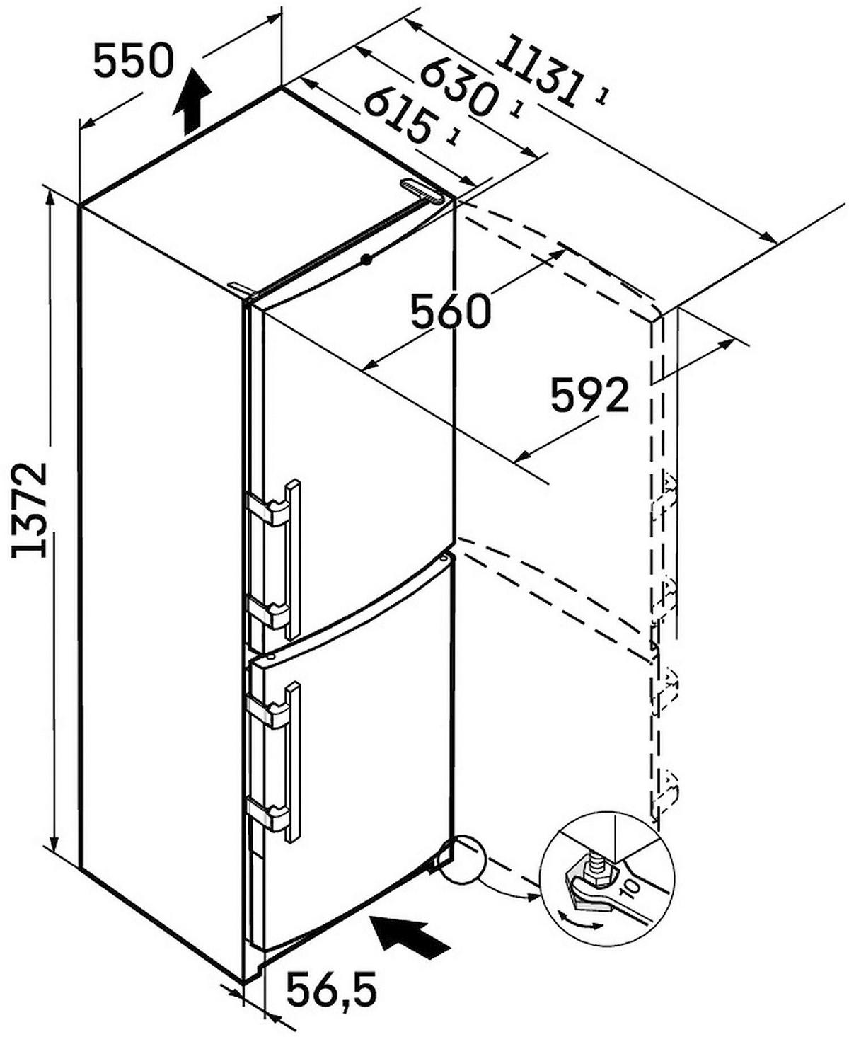 KÜHL-GEFRIER-KOMBINATION 55/137,2/63 cm CUe 2331  - Weiß, Basics, Metall (55/137,2/63cm) - Liebherr