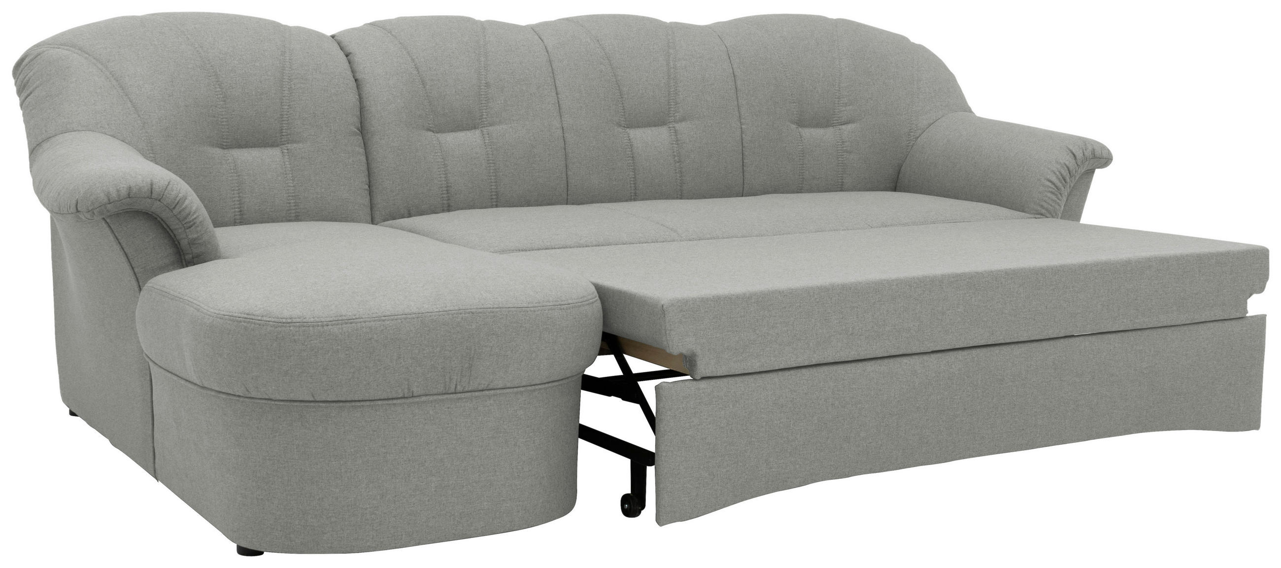 ECKSCHLAFSOFA in Webstoff Silberfarben  - Silberfarben/Schwarz, KONVENTIONELL, Kunststoff/Textil (142/233cm) - MID.YOU