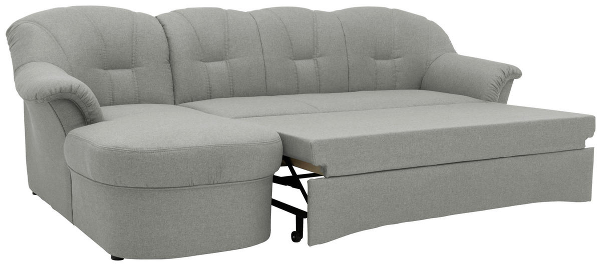 ECKSCHLAFSOFA  Silberfarben Webstoff  - Silberfarben/Schwarz, KONVENTIONELL, Kunststoff/Textil (142/233cm) - MID.YOU