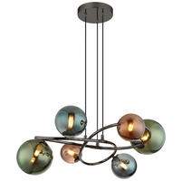 LED FÜGGŐLÁMPA 65/120 cm  - olajkék/bronz, Design, műanyag/Üveg (65/120cm)