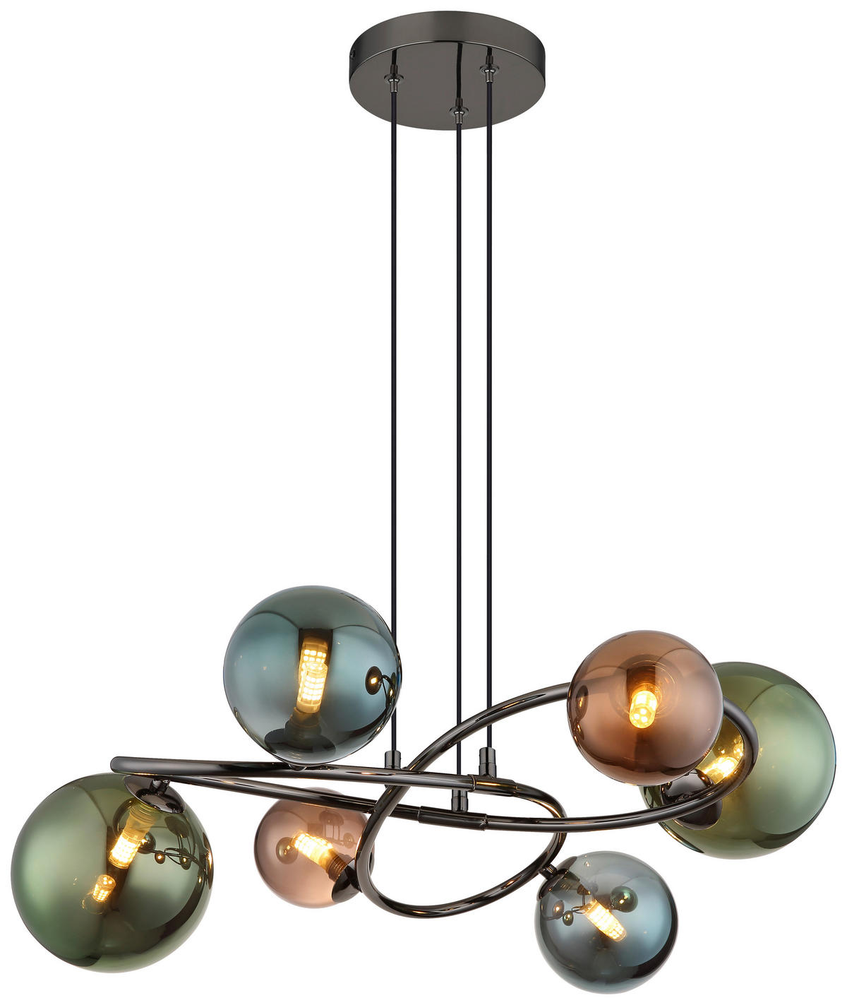 LED FÜGGŐLÁMPA 65/120 cm  - olajkék/bronz, Design, műanyag/Üveg (65/120cm)