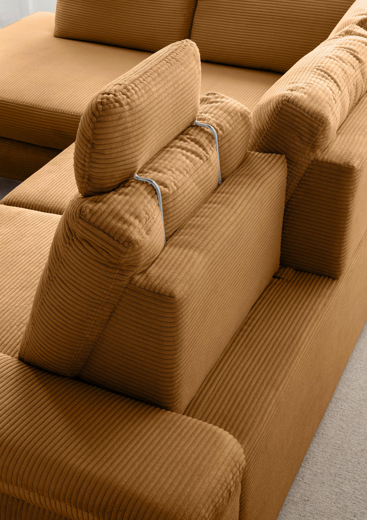 ECKSCHLAFSOFA Cord Goldfarben  - Wildeiche/Goldfarben, MODERN, Holz/Textil (261/206cm) - Livetastic
